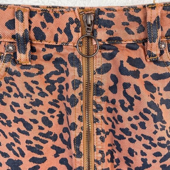 We The Free Denim Pineapple Combo Leopard Print Skirt Size 25 - Picture 2 of 5